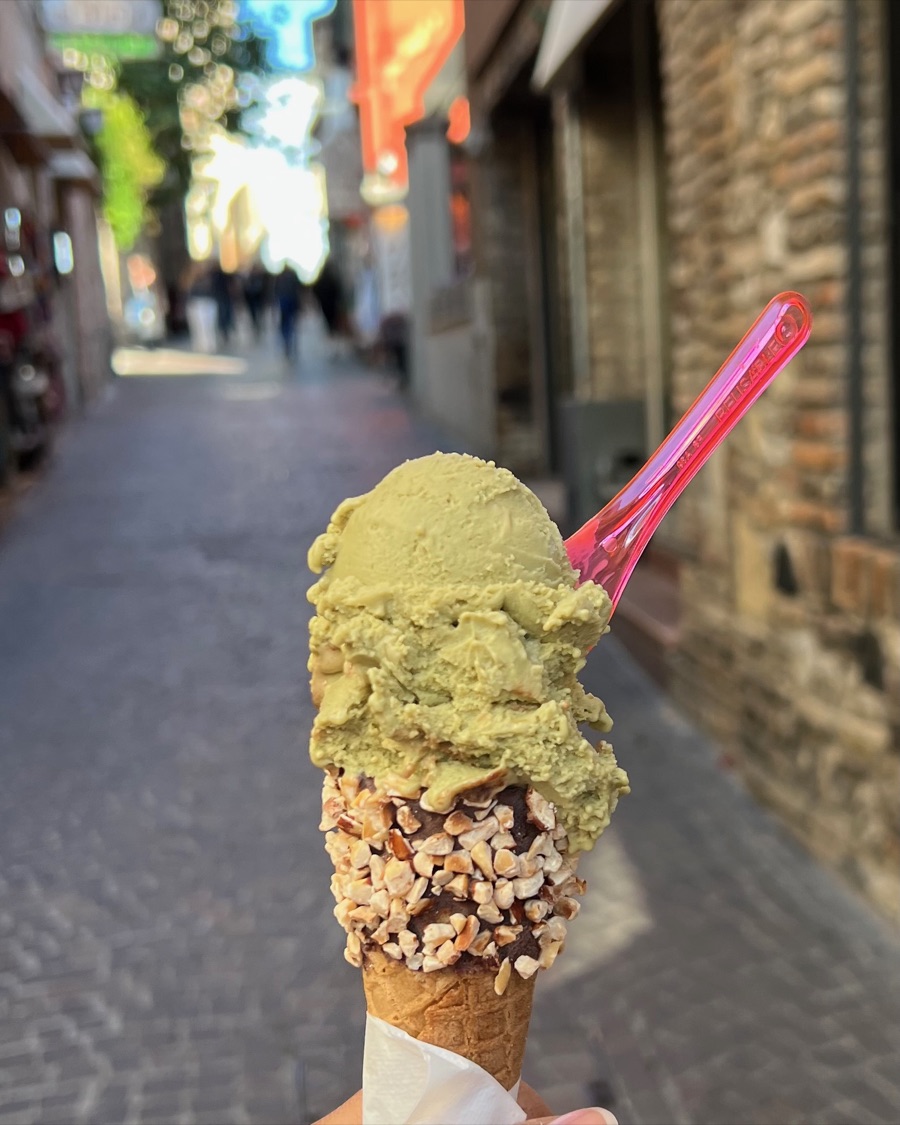 Devika eating gelato